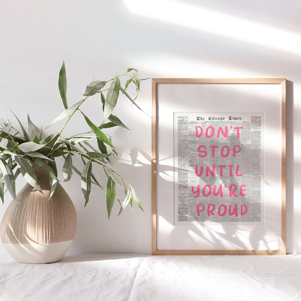 Cute Office Decor - Motivational Poster for Women 8x10 - Inspiring Quotes for Women - Positive Inspiration Wall Decor for Woman - Bedroom Decoration - Encouraging Gifts - Boss lady Newspaper Wall Art