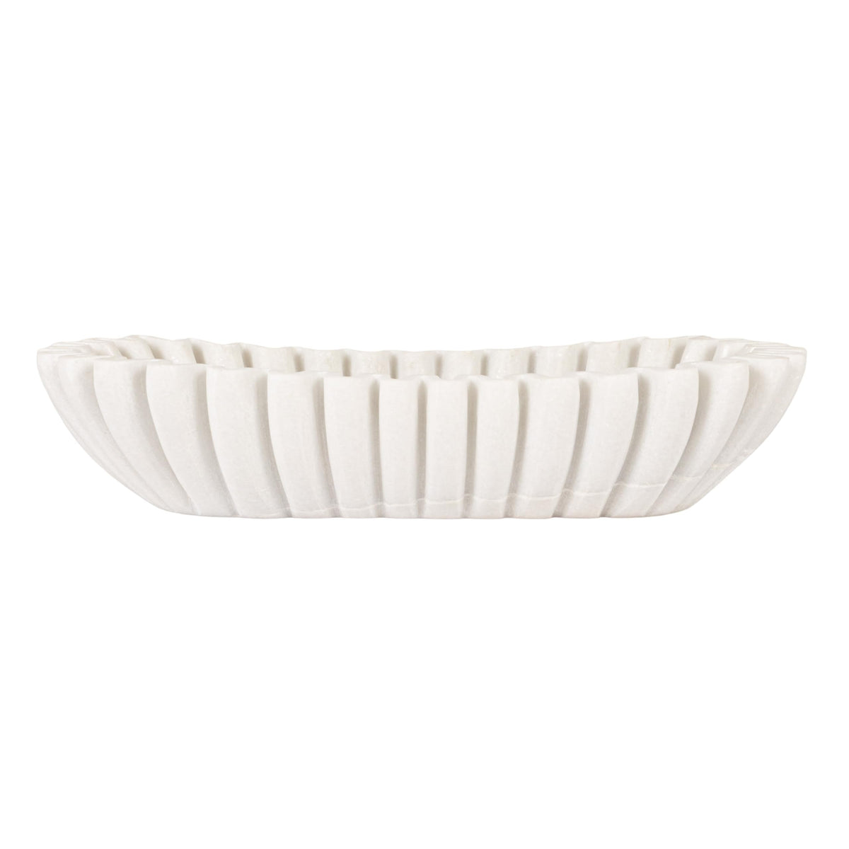 Creative Co-Op Marble Oval Ruffle Bowl, White