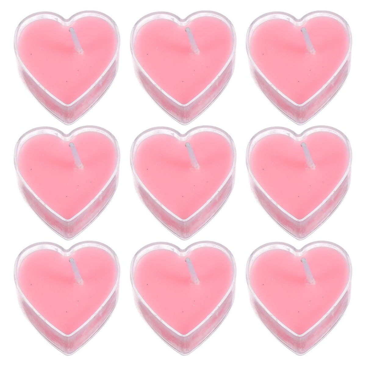 BUTIFULSIC 9Pcs Heart Shape Scented Candles Smokeless Tea Light Paraffin Wax with Fresh Rose Soft Flicker Glow for Wedding Valentines Day Home Party Decoration