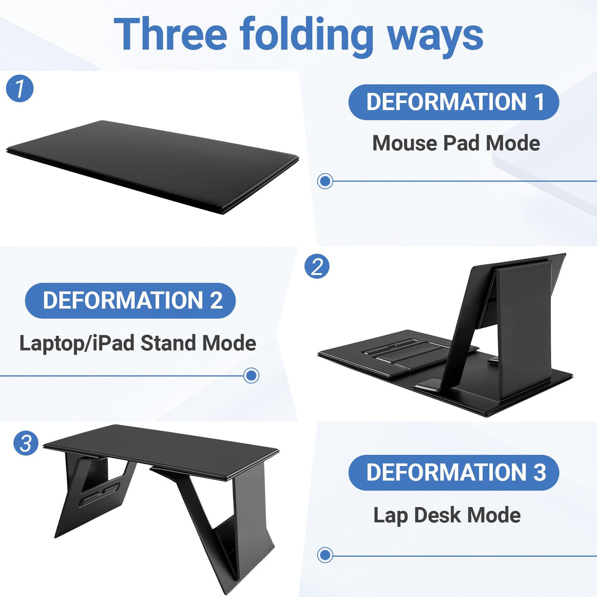 Leinuosen Foldable Laptop Desk Portable Lightweight Travel Laptop Table PU Leather Non-Slip Computer Retractable Desk for Bed, Car Sofa, Travel, Work