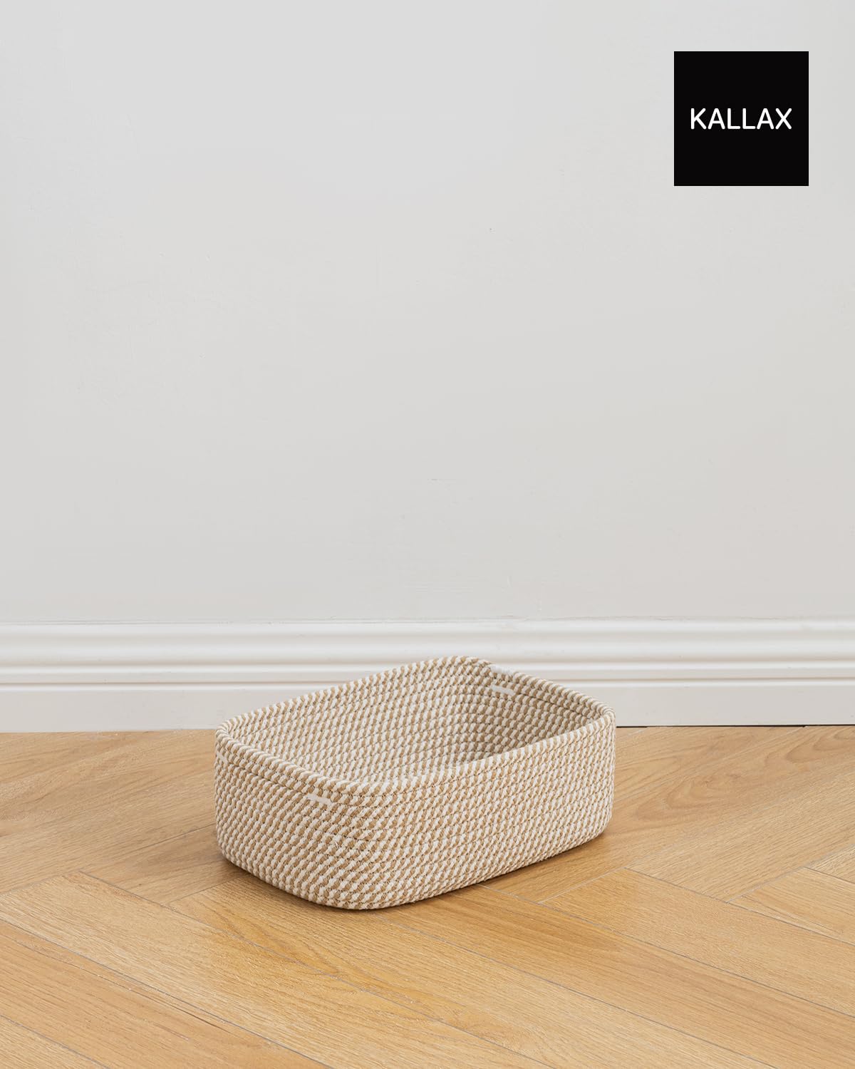 KALLAX Small Woven Basket, 12 x 8 x 4.5 Inches, Storage Basket for Organizing, Cute Small Rope Shelf Closet Cube Storage Bins Baskets for Shelves, Dog Toy Gift Baskets Empty, 3 Pack Brown