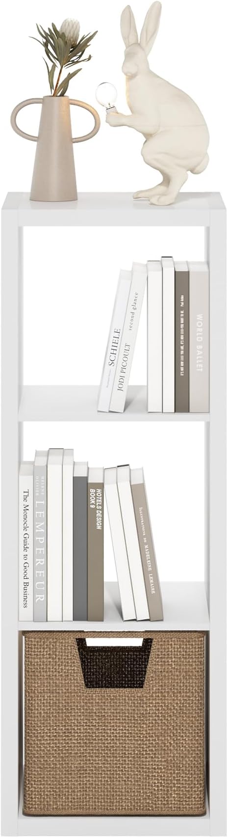 Furinno Cubicle Book Shelf, 3-Cube Bookshelf, Extra Thick Frame Horizontally &