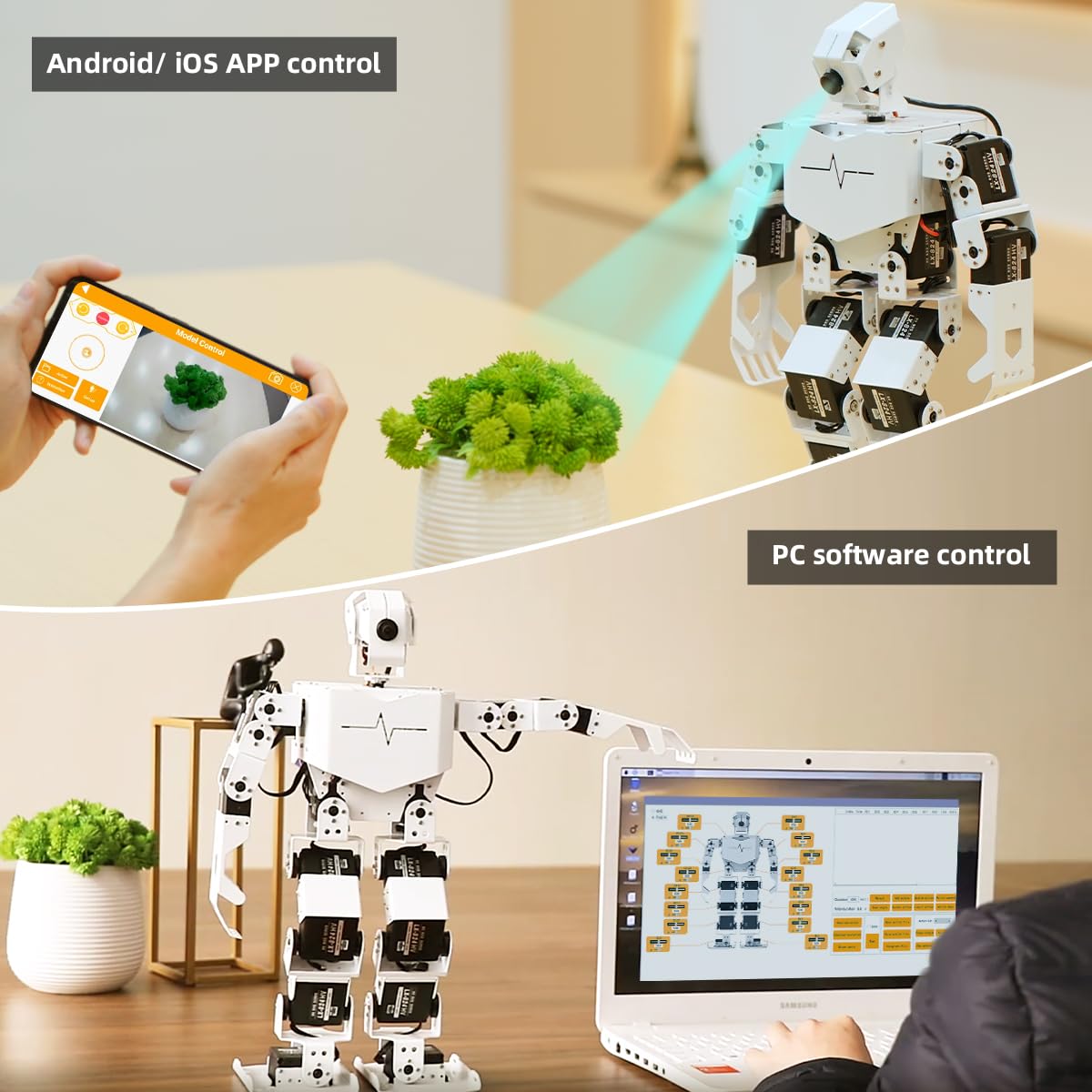 HIWONDER Humanoid Robot with ChatGPT Multimodal AI Models AI Embodied Intelligent Vision Scene Voice Understanding 20DOF Educational Robot Kit Python Programming, TonyPi Advanced & RaspberryPi 5 2GB