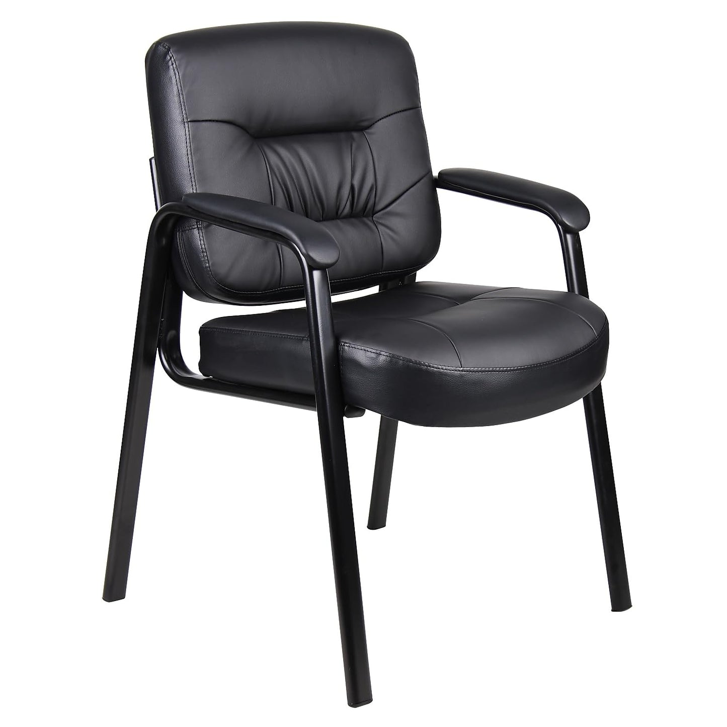 Boss Office Products Executive Mid Back LeatherPlus Guest Chair in Black (B7509)