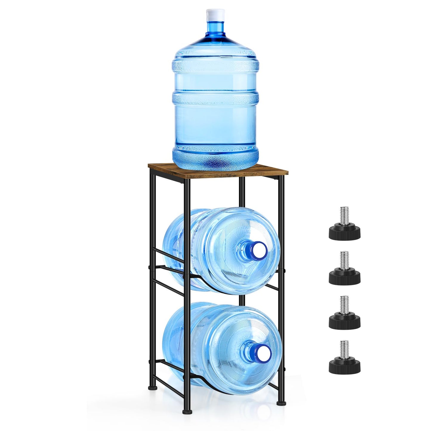 Water Jug Holder 5 Gallon Water Bottle Storage Rack Water Dispenser Stand with Top Shelf 5 gal water Jug Storage Rack for Kitchen, Dining Room, Office, Rustic Brown