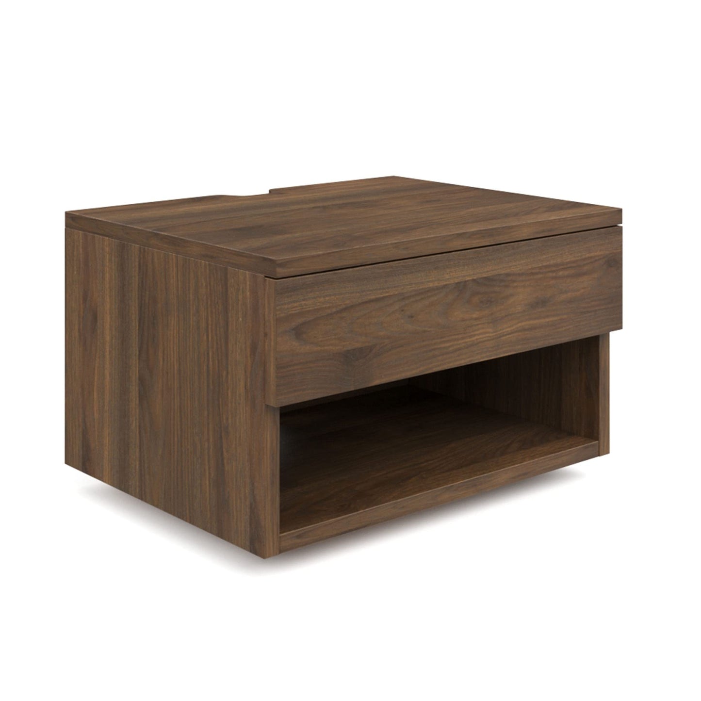 Nathan James Jackson Wall Mounted Floating Bedroom Nightstand with Storage Drawer and Modern Open Shelf Cubby, Dark Brown Walnut