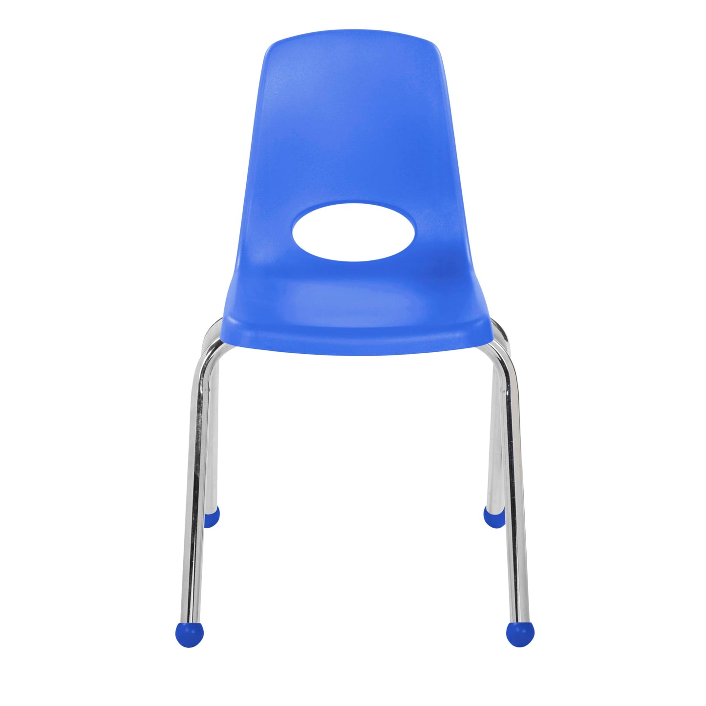 FDP 16" School Stack Chair, Stacking Student Seat with Chromed Steel Legs and Ball Glides For In-Home Learning or Classroom - Blue (4-Pack), 10382-BL