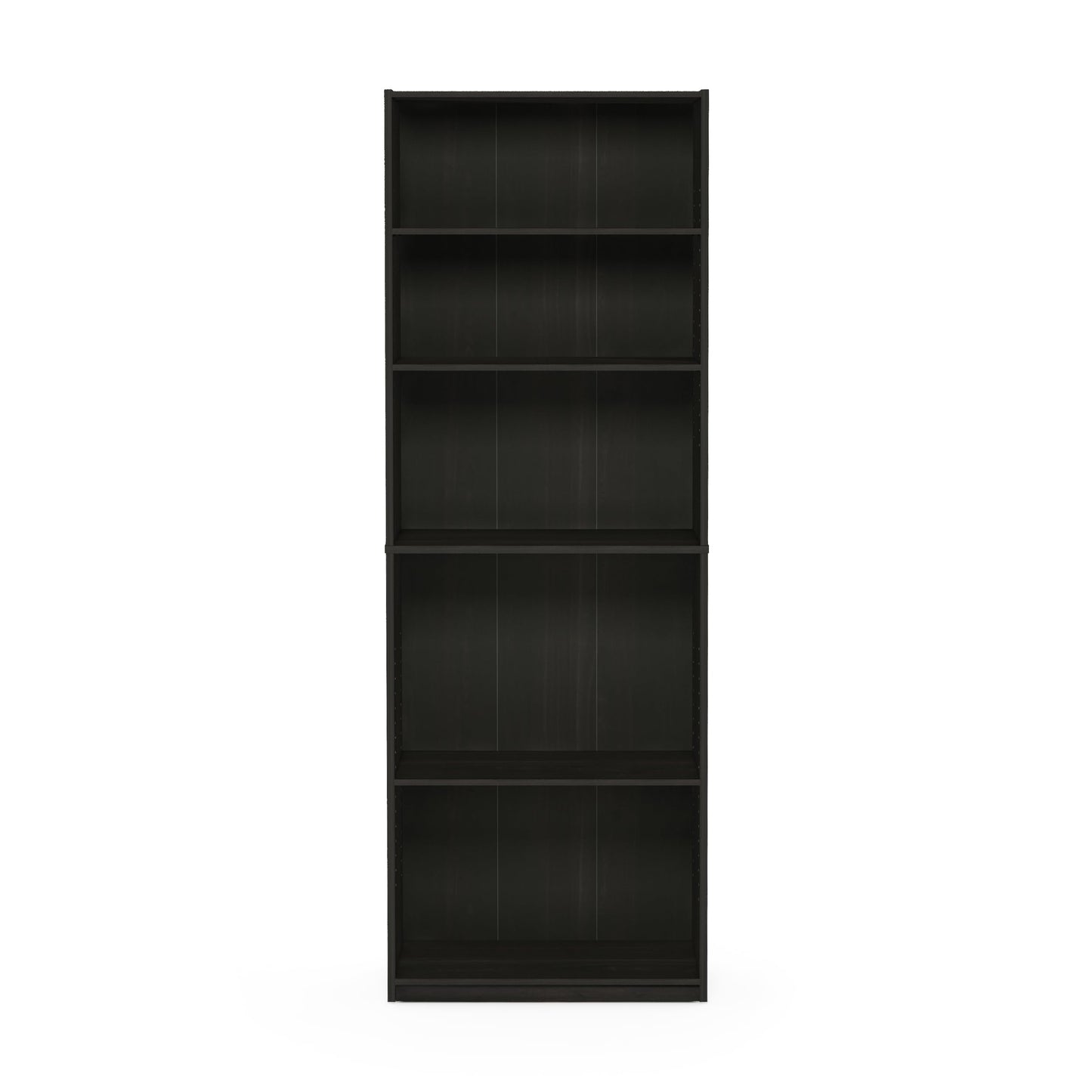 Furinno JAYA Book Shelf, 5-Tier Bookshelf, Bookcase with Adjustable Shelves, 9.5" x 24.5" x 71.2", for Organization and Storage, for Living Room, Bedroom, Home Office, Espresso