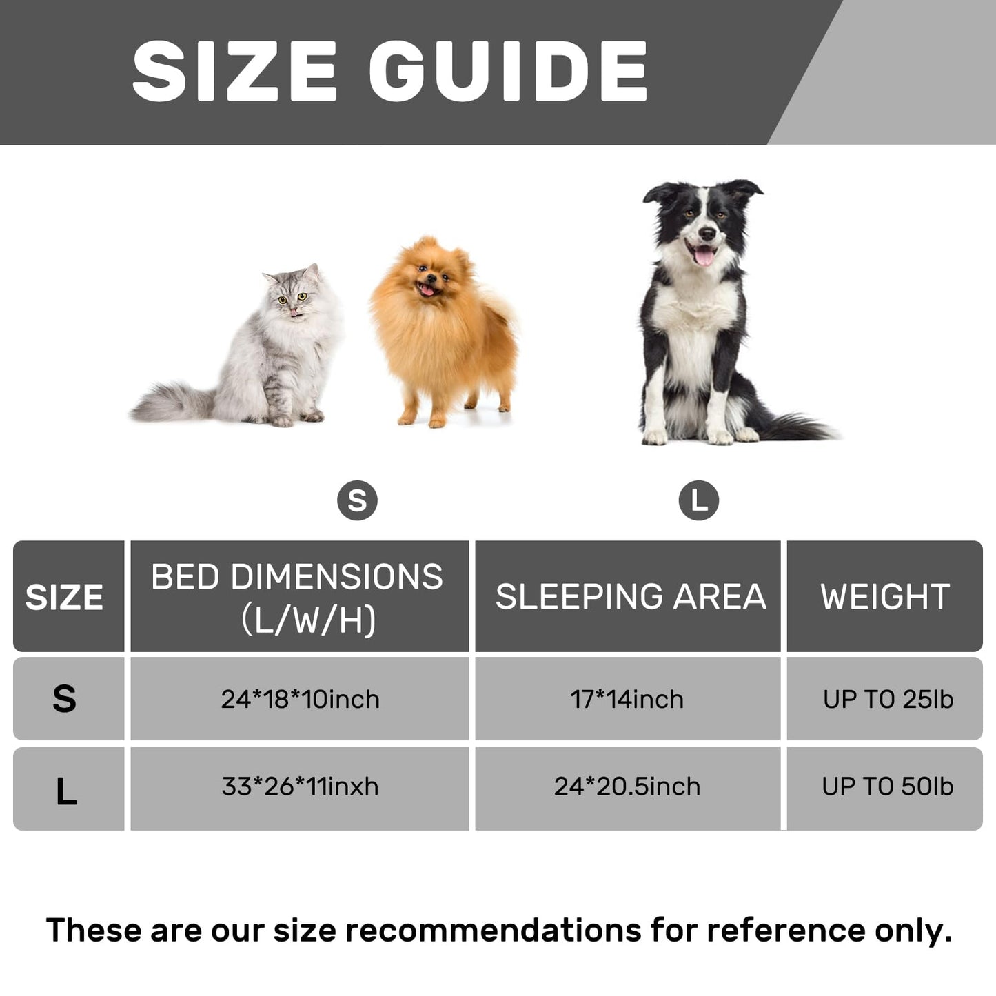 Hollypet Fluffy Dog Cat Bed Pet Couch Beds Plush Soft Warming Machine Washable Puppy Bed with Non-Slip Bottom for Cats and Small Medium Dogs up to 25 lbs, Gray, 24" L x 18" W x 10" Th