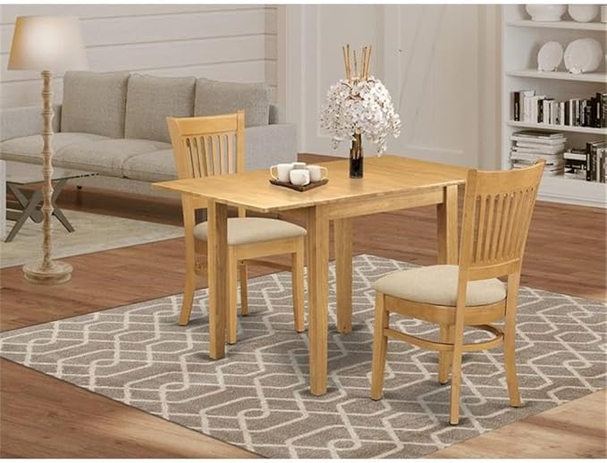 East West Furniture NDVA3-OAK-C 3 Piece Dining Room Furniture Set Contains a
