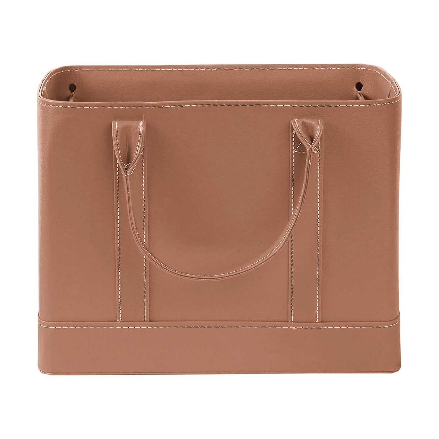 HOME DISTRICT Chic File Organizer Tote - Important Document Organizer Bag, Portable File Box with Handle, Brown