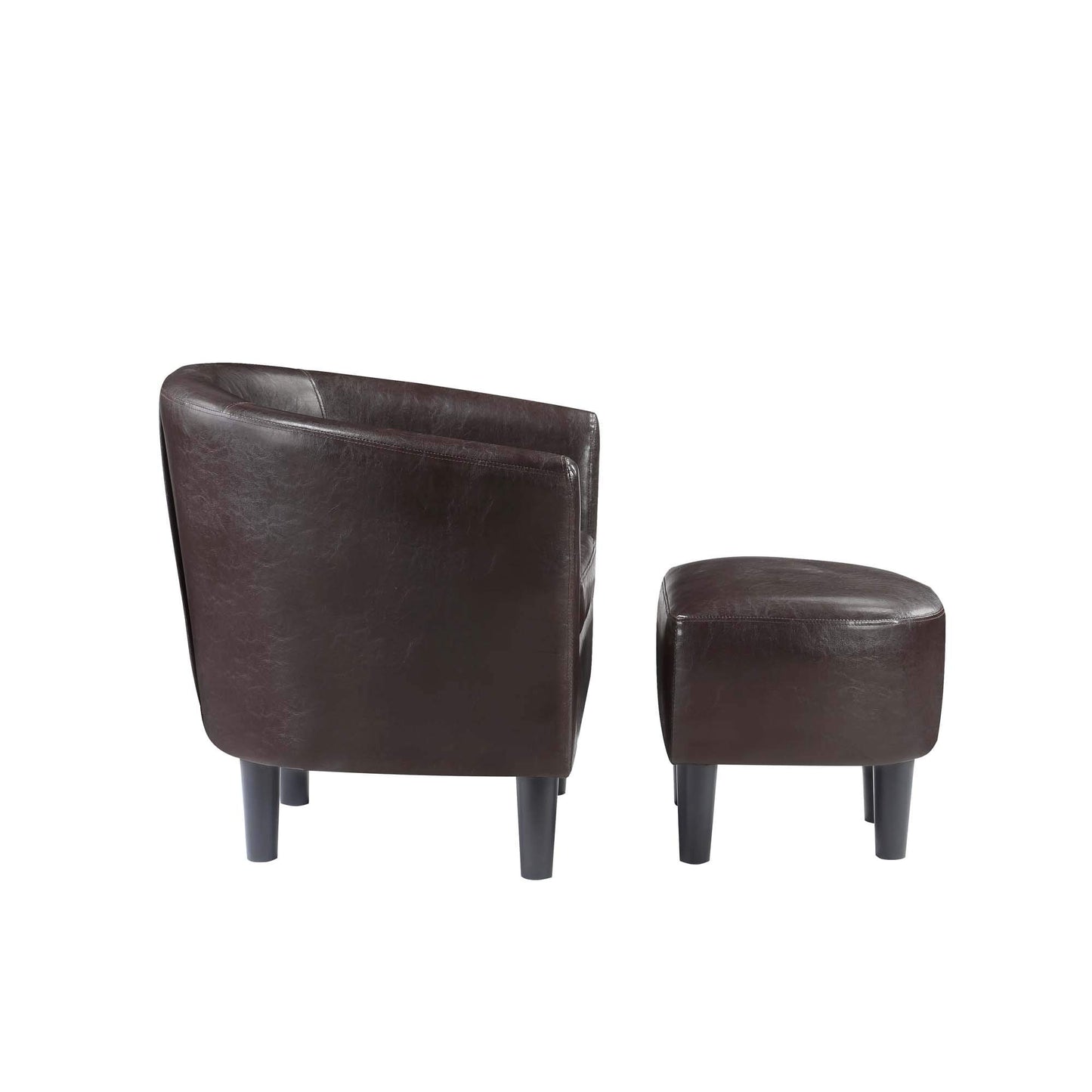 Convenience Concepts Take a Seat Churchill Accent Chair with Ottoman, Espresso Faux Leather