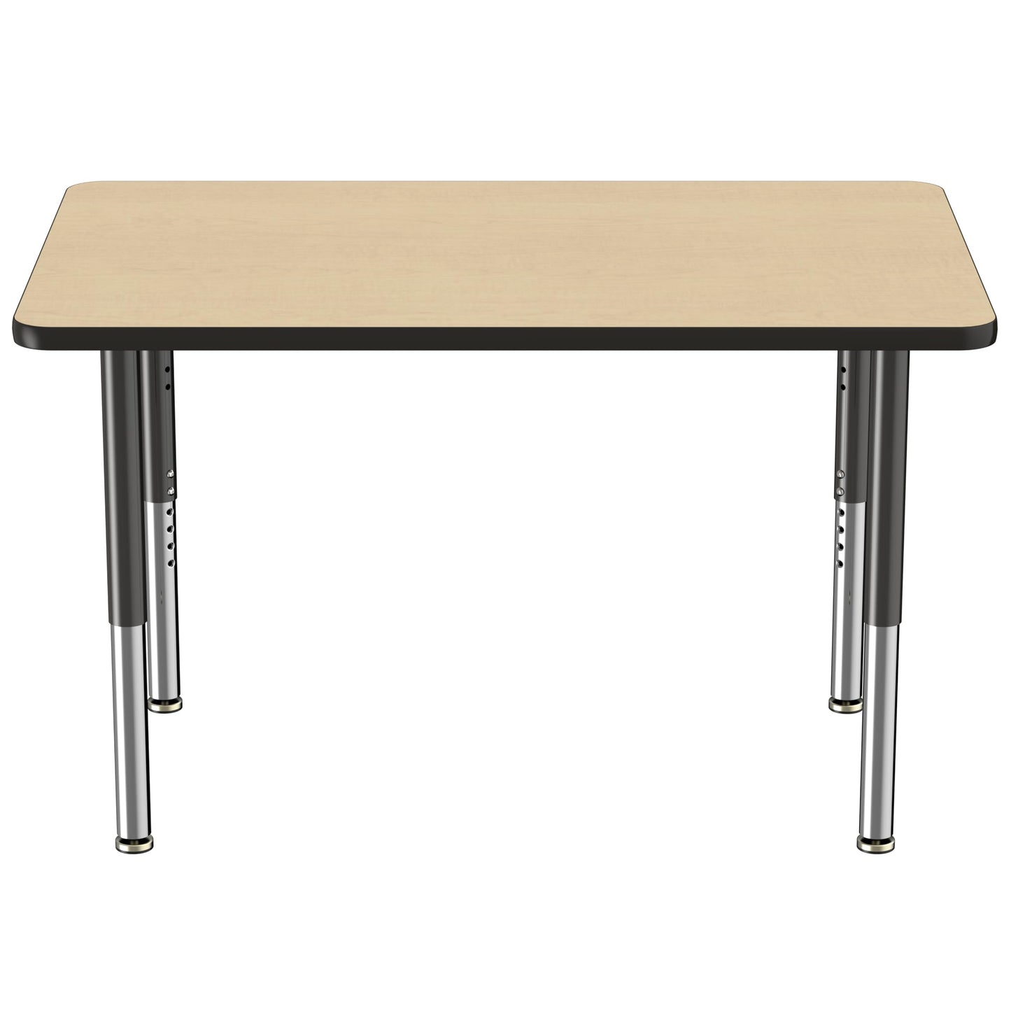 FDP Mobile Rectangle Activity School and Office Table (30 x 48 inch), Super Legs with Glides and Casters, Adjustable Height 19-30 inches - Maple Top and Black Edge