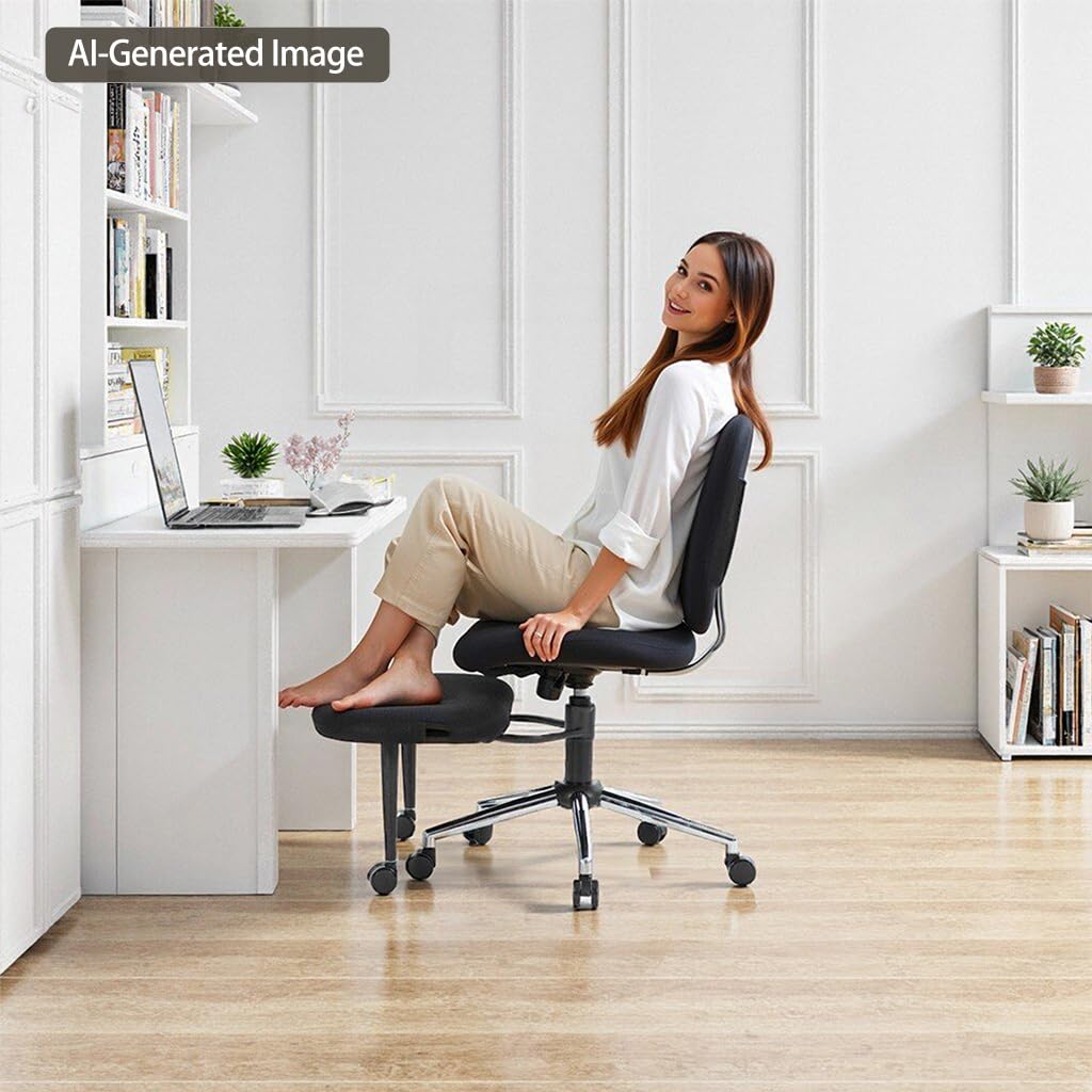 NFMOD Ergonomic Chair with Integrated Footrest, Adjustable Meditation Chair for Women & ADHD, Rolling Swivel Home Desk Chair, Pet‑Companion Chair for Home Office Study