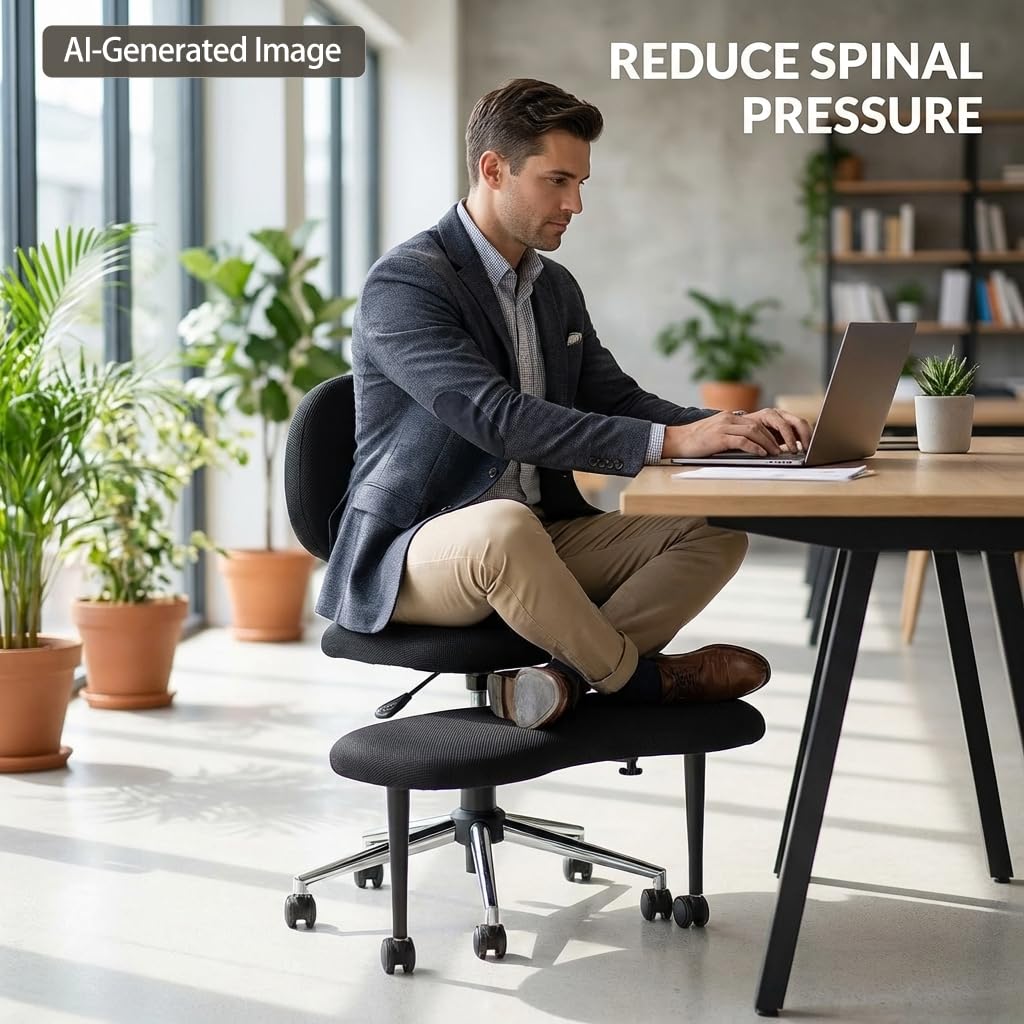 NFMOD Ergonomic Chair with Integrated Footrest, Adjustable Meditation Chair for Women & ADHD, Rolling Swivel Home Desk Chair, Pet‑Companion Chair for Home Office Study