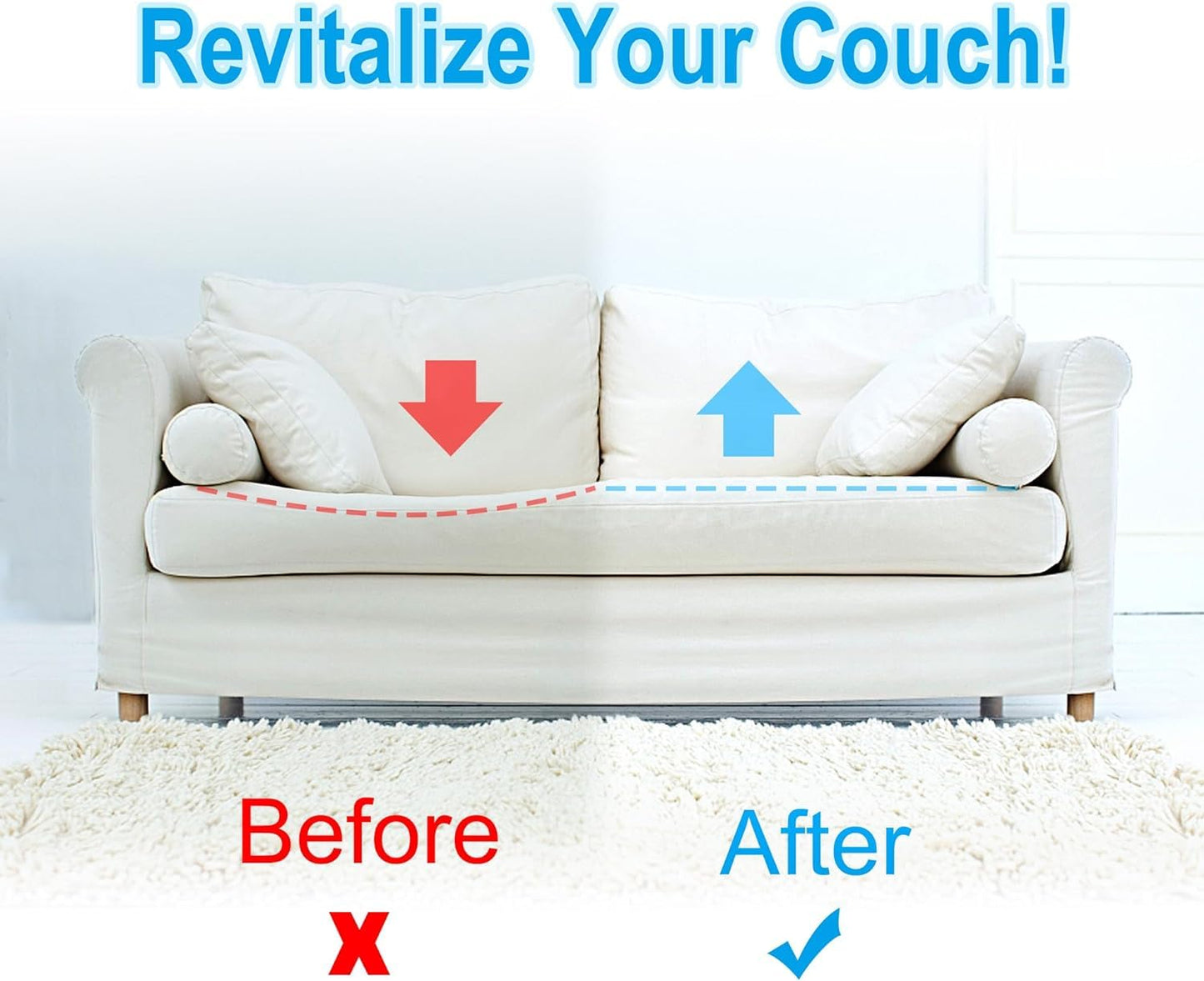 2 Pcs Furniture Seat Support 20" x 20" High-Density Foam Couch Sofa Cushion Support Cushion Sag Repair Replacement for Sofa Couch Loveseat Chair Sagging Sea