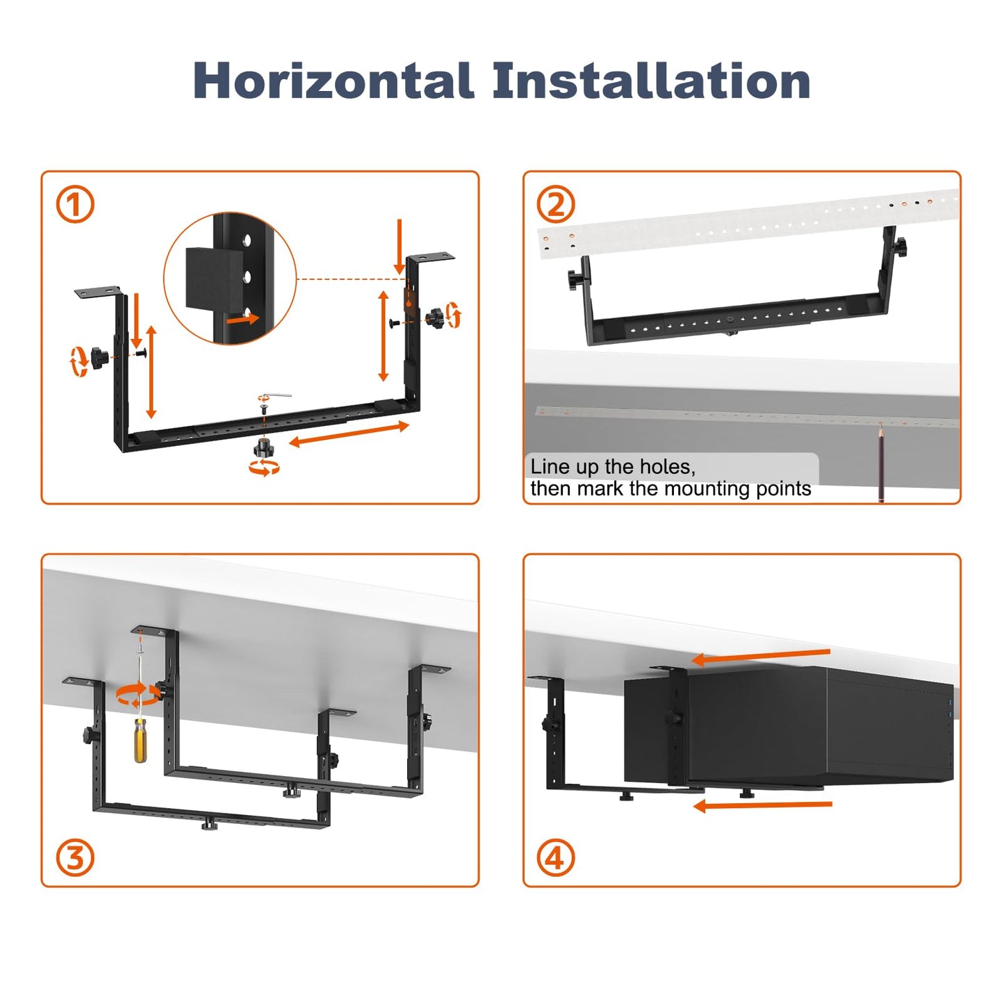 PUTORSEN Under Desk PC Mount for Mid/Mini-Tower Cases - Vertical/Horizontal CPU Holder up to 77 lbs, Space-Saving Computer Rack for ATX/Micro-ATX/Mini-ITX (Black)