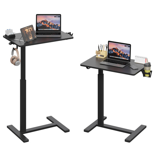Gamork 18.9 * 25.6 inches Mobile Standing Desk,C Shaped Pneumatic Adjustable Height Stand Up Desk,Ergonomic Standing Side Table for Home Office Work Computer Desk Workstation,Black