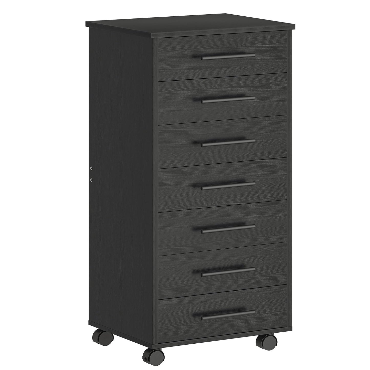 HOOBRO 7-Drawer File Cabinet, Wooden Office Cabinet with Drawers, Mobile Storage Cabinet, for Home Office, Study, Easy Assembly, Black BK07WJ01