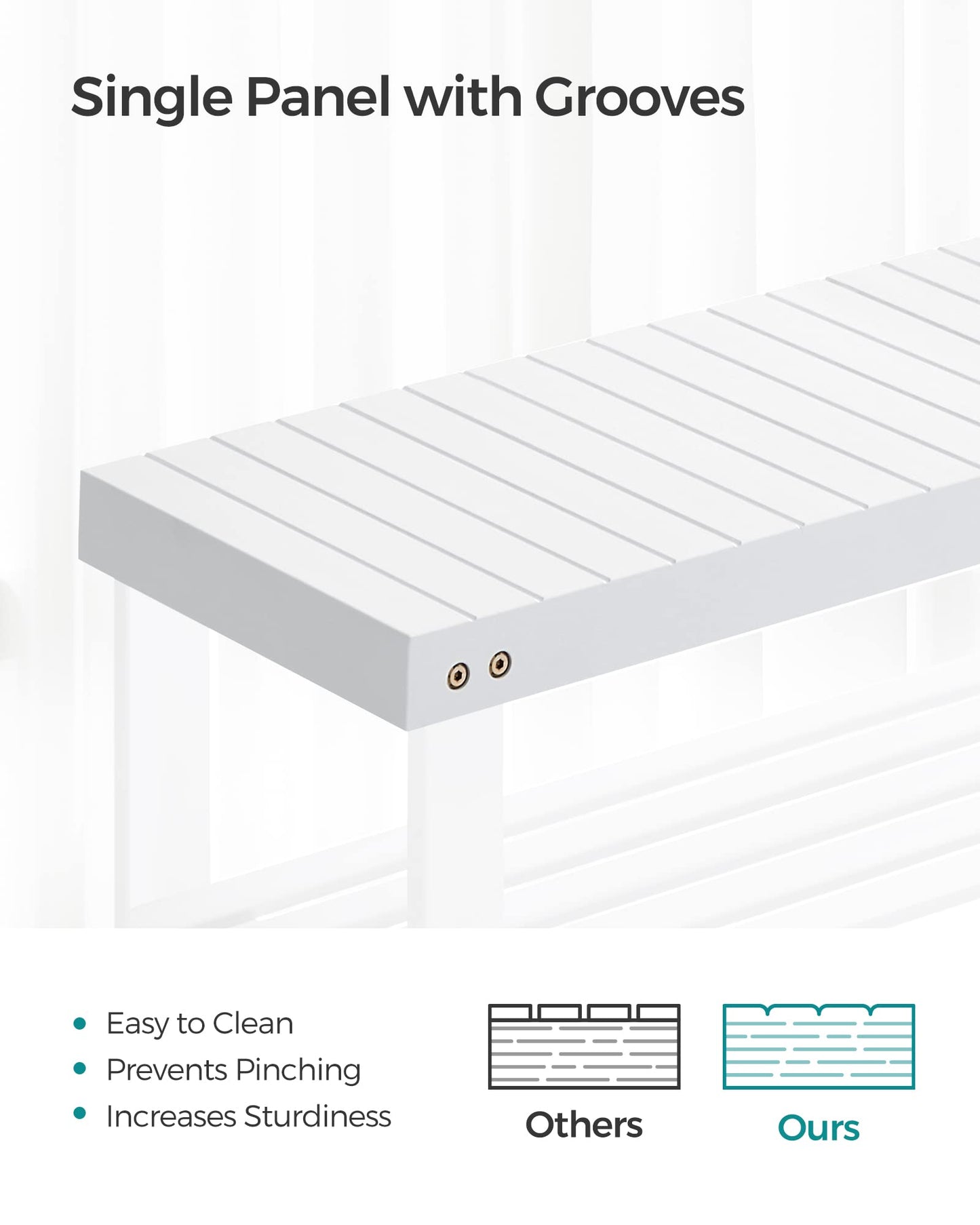 SONGMICS Shoe Rack Bench, 3-Tier Bamboo Shoe Storage Organizer, Entryway Bench, Holds Up to 286 lb, 11.3 x 27.6 x 17.8 Inches, for Entryway Bathroom Bedroom, Cloud White ULBS004W01