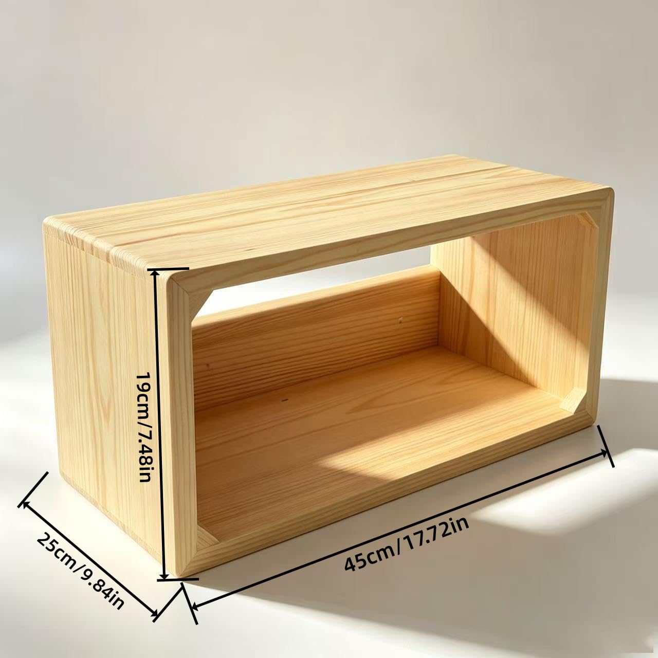 LUOFENGYANG Floating Bedside Shelf, Wall Mounted Nightstand with Storage Space, Natural Wood