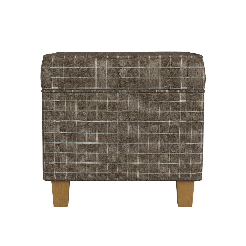 HomePop 18" Classic Square Storage Ottoman - Brown Windowpane
