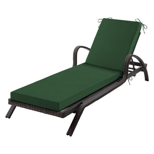 Aegisun Chaise Lounge Cushions Outdoor, 72x 21x 3 Inch Waterproof & Fade-Resistant Lounge Chair Cushion, Outdoor Chaise Cushion with Removable Cover & Ties for Lawn, Patio, Pool & Beach, Forest Green