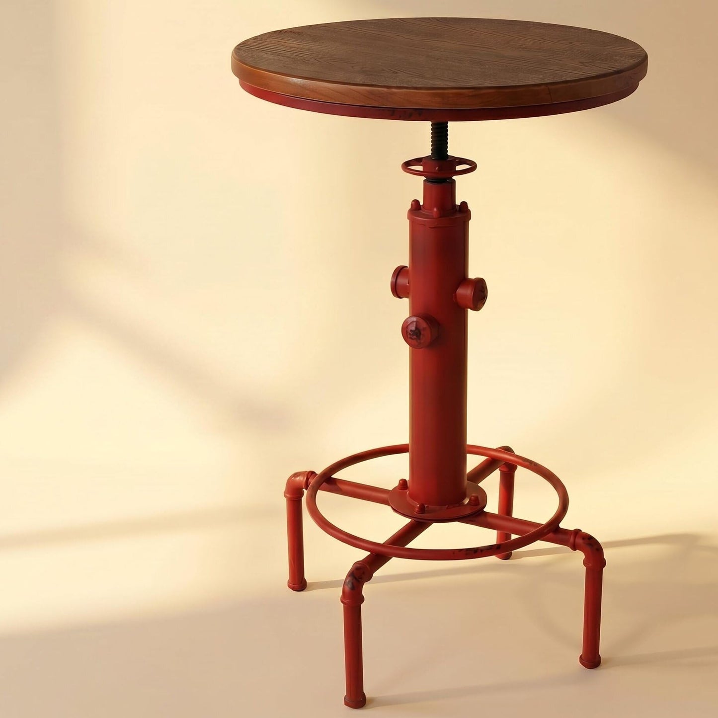 Topower Industrial Bar Table 32.3-38.2" Adjustable Pub Table Kitchen Dining Coffee Bistro Table (Red)