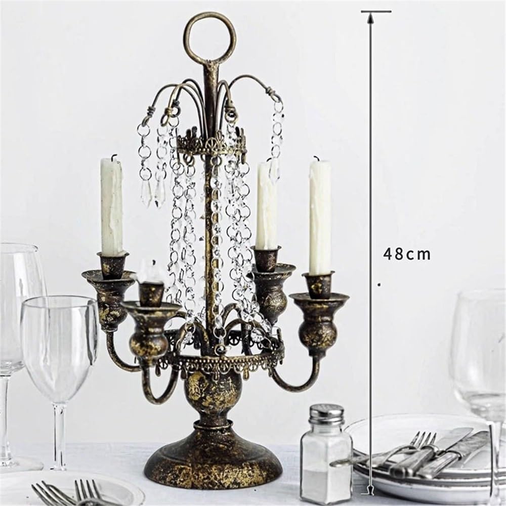 cfycfy987 Candelabra Retro Country Four-Head Candlestick Home Romantic Iron Candle Holder Decoration Candle Sticks Holder