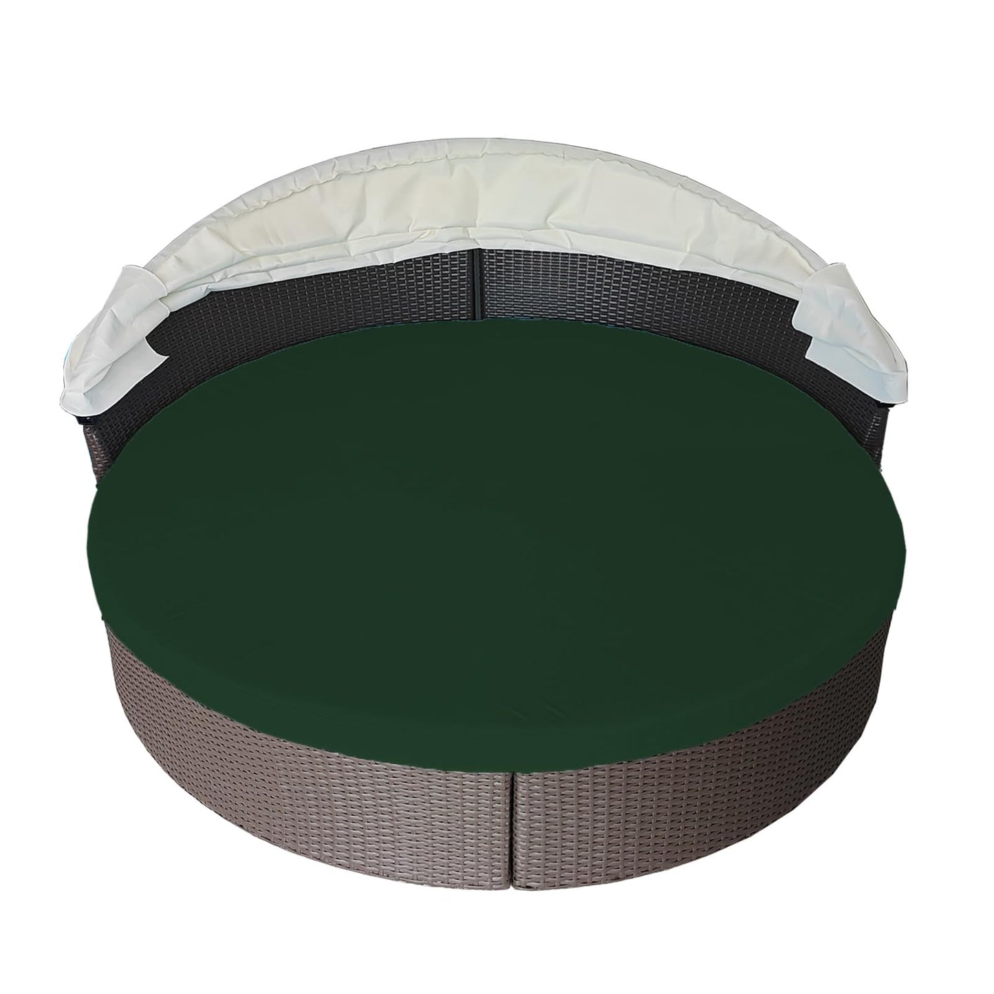 WQZWDFC Outdoor Daybed Cushion Cover 66" Patio Round Sunbed Cushion Covers Circle Daybed Couch Cushion Mattress Replacement Slipcover (Dark Green)