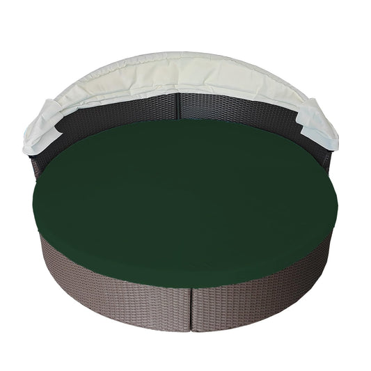 WQZWDFC Outdoor Daybed Cushion Cover 66" Patio Round Sunbed Cushion Covers Circle Daybed Couch Cushion Mattress Replacement Slipcover (Dark Green)
