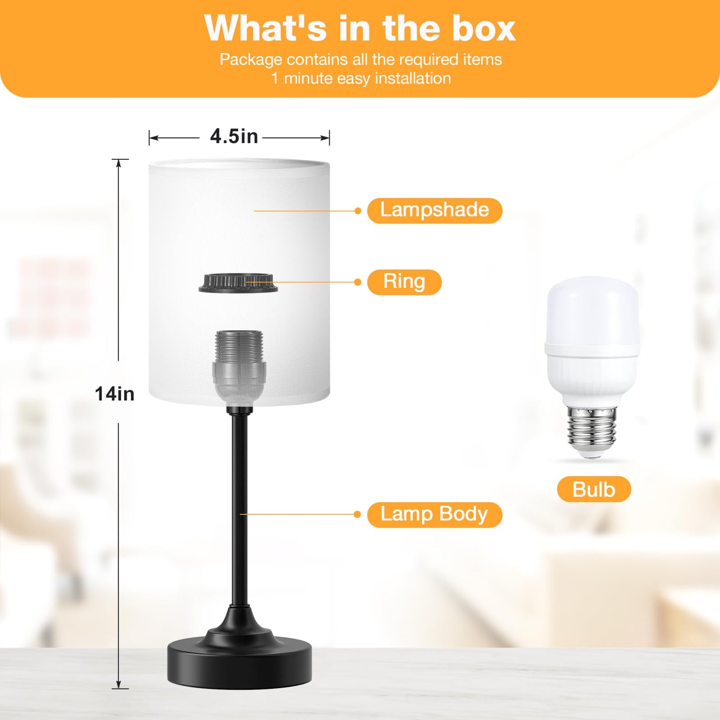 Fenmzee Touch Nightstand Bedroom Lamp - 3 Way Dimmable Bedside Lamp, Small Table Lamp Linen Lampshade for Office Desk, LED Bulb Included