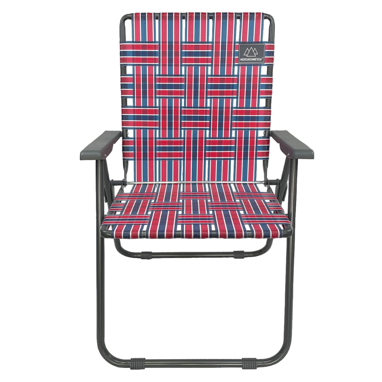 MOUNTAIN SUMMIT GEAR Retro Webbed Camping Chair - Lightweight, Foldable, Durable Steel Frame, 300lb Capacity, Vintage Red/White/Blue Stripes by Caddis Sports