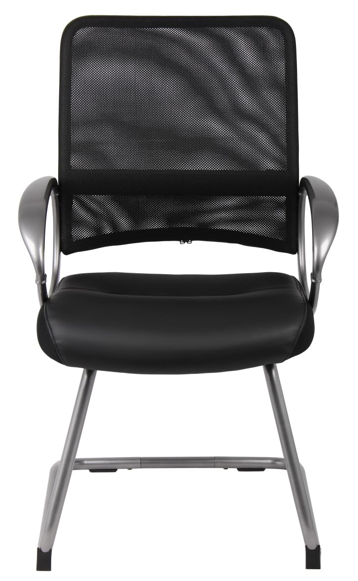 Boss Office Products Mesh Back Guest Chair with Pewter Finish in Black, 250 lb.