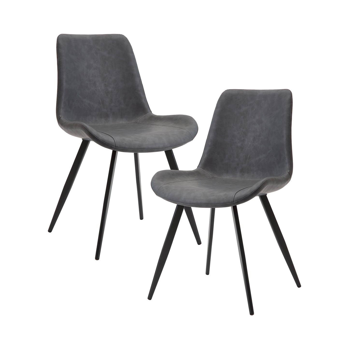 Lexicon Kitchen & Dining Room Chairs, Dining Chairs Set of 2, Faux Leather Upholstered Dining Chairs, Black Metal Frame Armless Dining Chairs, Modern Dining Chair, Easy Assembly, Grey