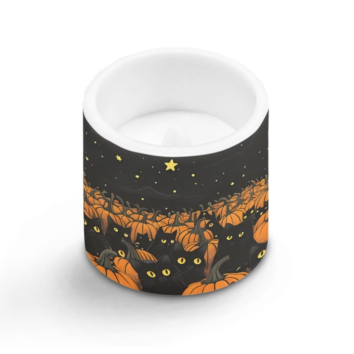 Merkmak Trick or Treat Day Flameless Candles with 18-Key Remote Battery Operated Candles with Timer, Pumpkin Black Cat Print LED Pillar Tea Lights for Halloween Party Home Decoration
