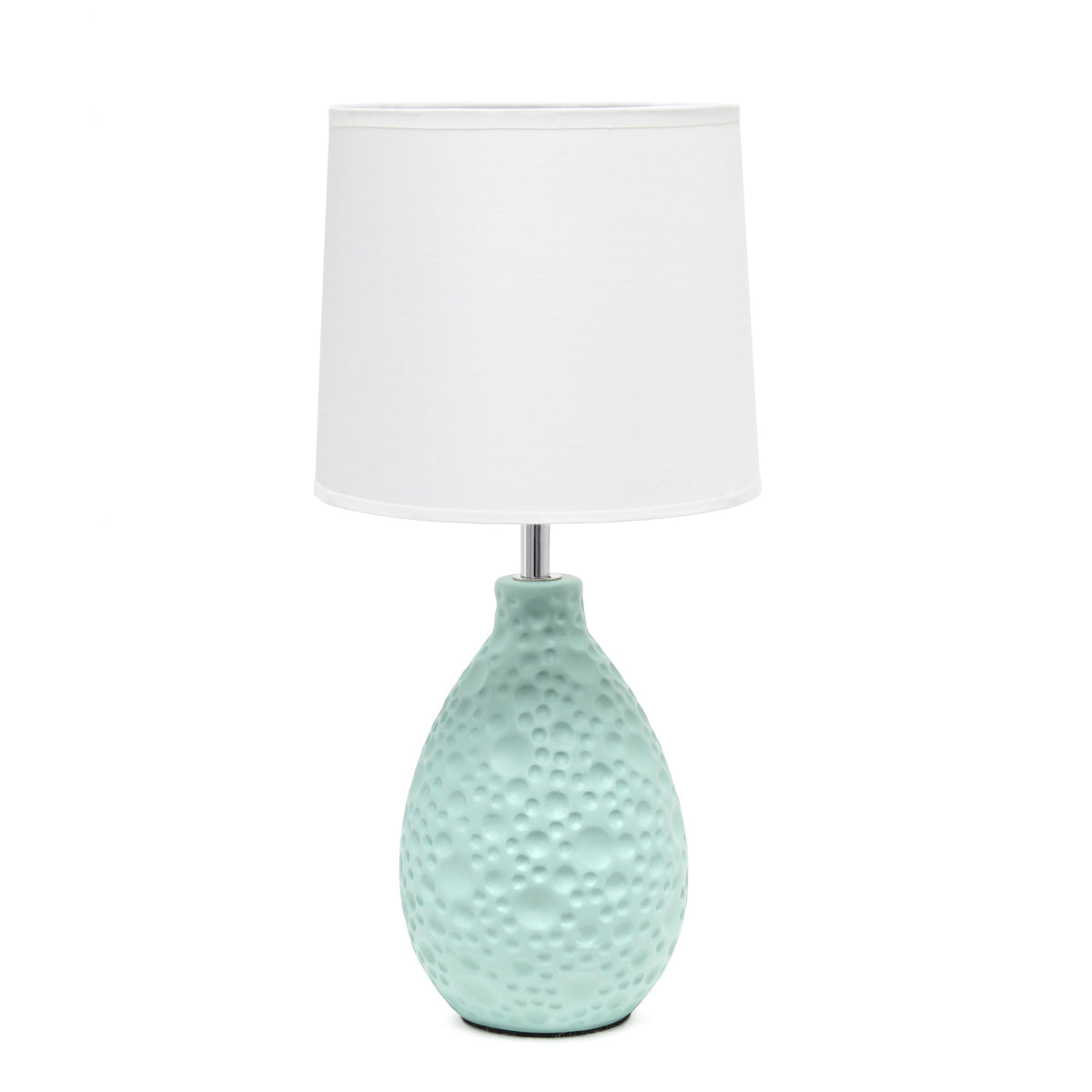 Simple Designs LT2003-BLU-LB 14.17" Textured Stucco Ceramic Oval Table Lamp with LED Bulb, Blue