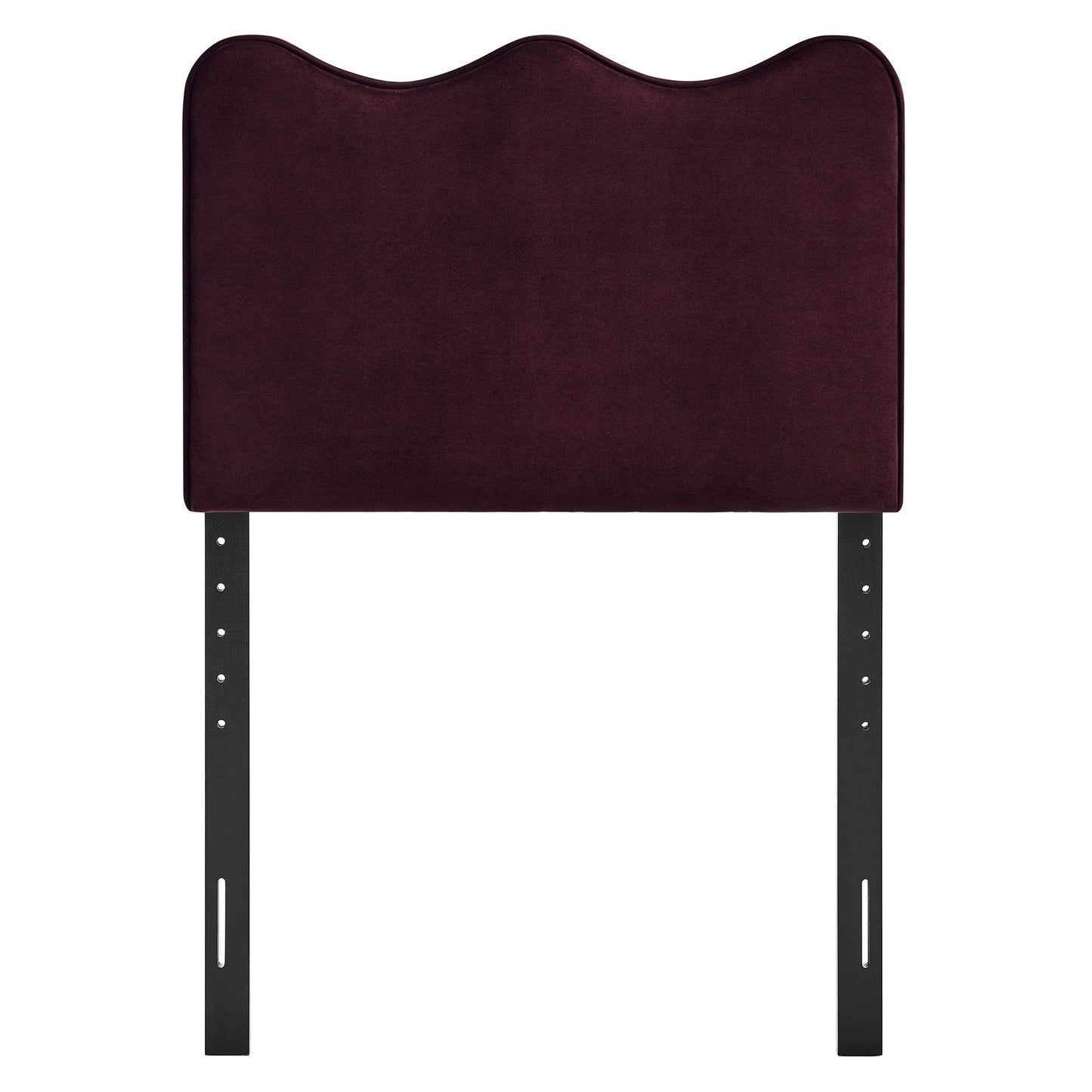 Monday Athena Twin Size Performance Velvet Adjustable Headboard in Mulberry - with Scalloped Wave Design and Stain-Resistant Velvet Upholstery