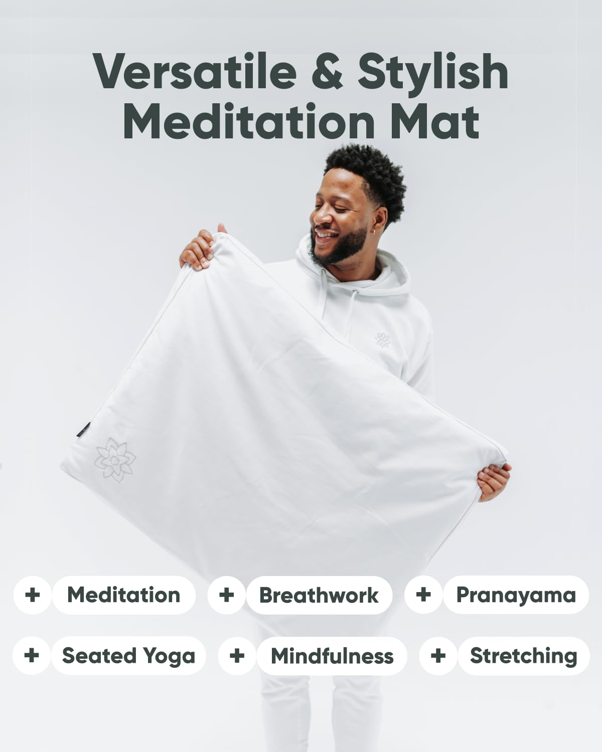 Mindful Modern Zabuton Meditation Mat - Cotton Filled Yoga and Meditation Pad - Zabuton Meditation Cushion for Kneeling and Sitting Support - Large Rectangular Sitting Floor Pillow for Bench or Zafu
