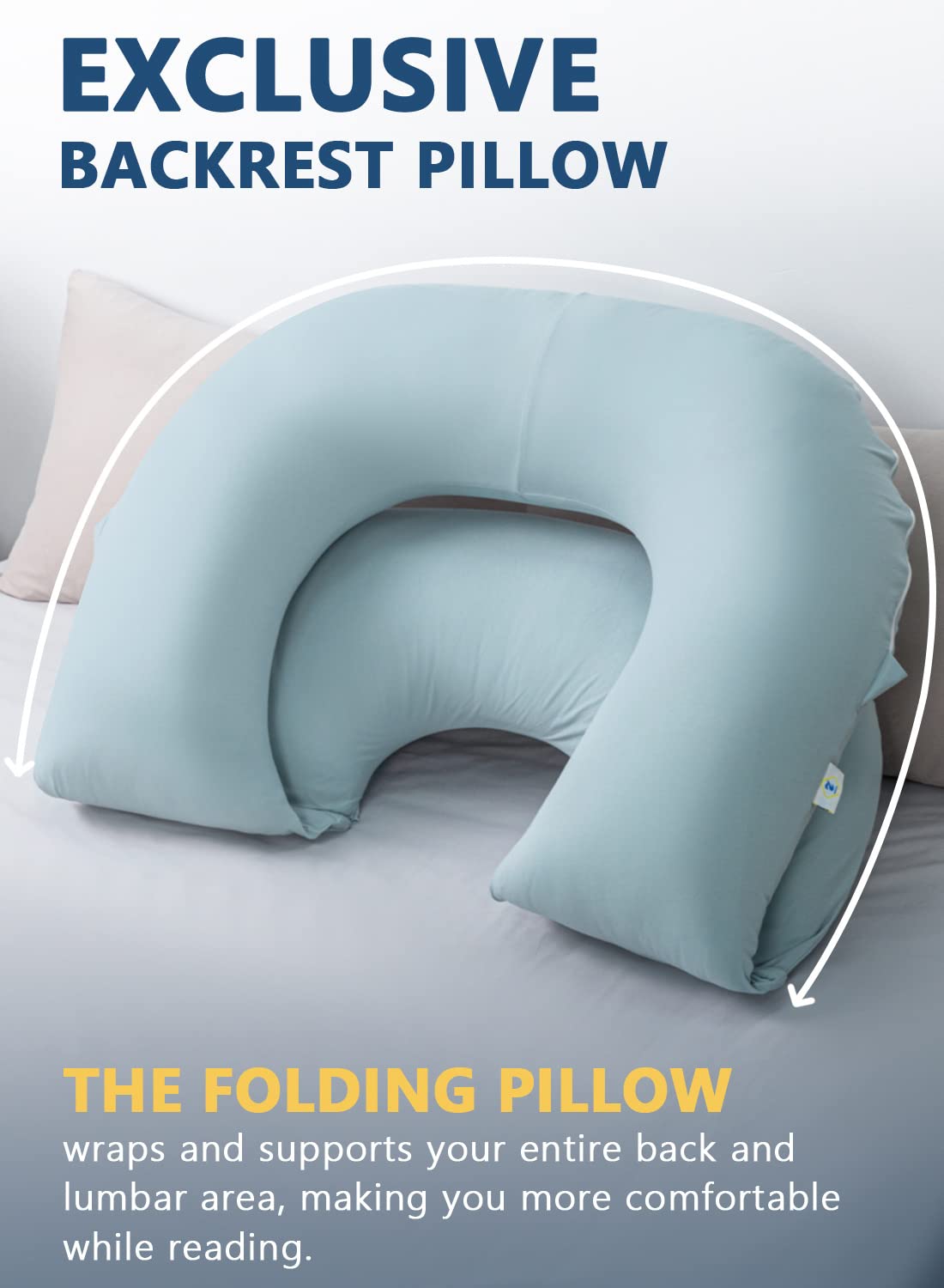 INSEN Reading Pillow, Back Pillow for Sitting in Bed for Reading, Nurse & Relax, Reading Pillow for Adults, Moms & Kids, Sit Up Pillow for Bed, Green