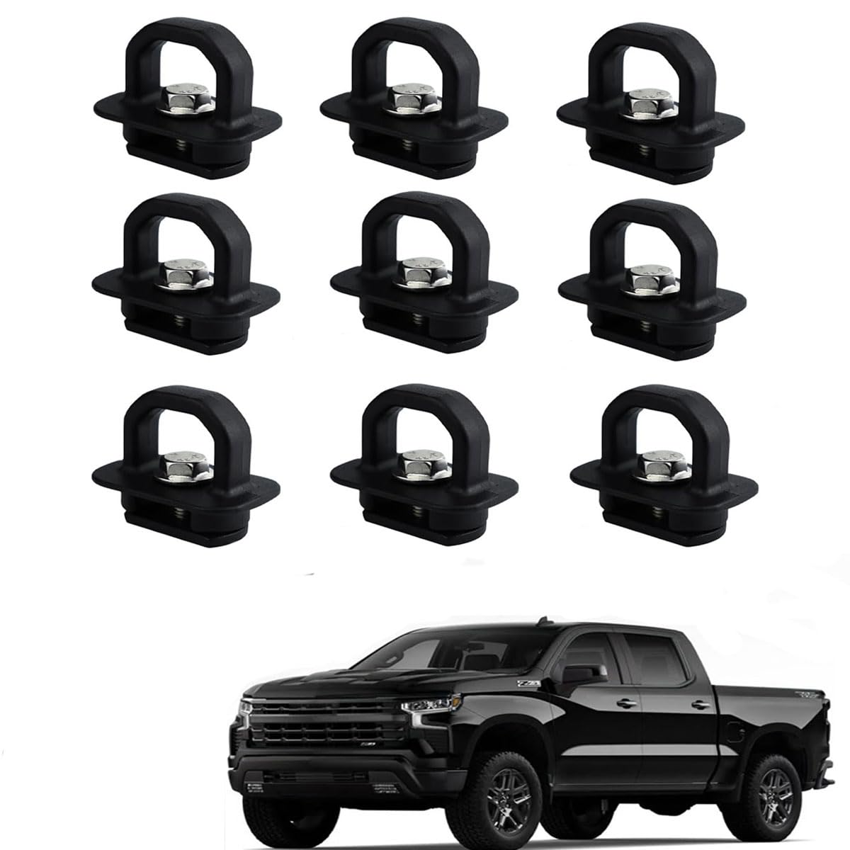 Aliminyy 9pcs Tie Down Anchors Truck Bed Side Wall Anchor Fit for 2007-2023 Chevy Silverado/GMC Sierra,2015-2023 Chevy Colorado/GMC Canyon Pick Up Truck Bed Cargo Hooks, DZ97903