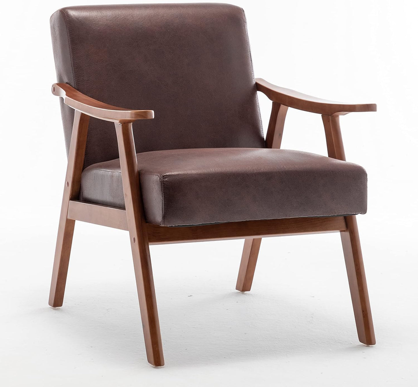 Container Furniture Direct Accent Chair with Microfiber Upholstery and Solid Wood Frame, Classic Mid-Century Modern Living Room Furniture for Extra Seating, Dark Brown