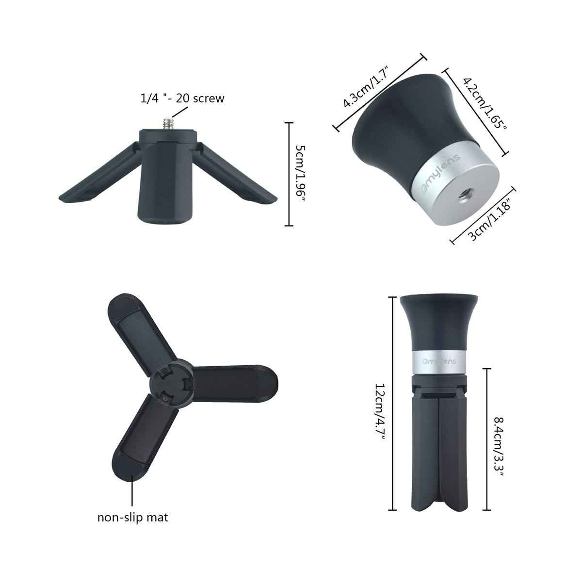 Lens Balls Stand for Photography, Supports 60mm to 150mm(6 inch) Crystal Ball, Lens Ball Holder, Suction Mount Cup+ Alumina Base (1/4"-20 General Internal Thread) + Mini Tripod