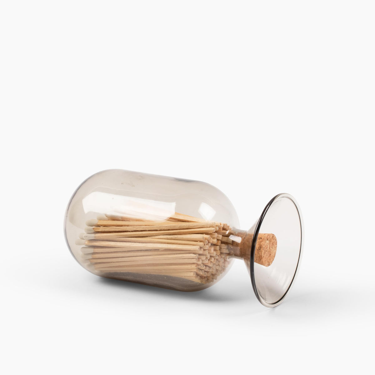 MILAVERA Premium Smoke Glass Cloche - Decorative Jar with Striker. Holder for Long Matches for Candles, Fireplace, Bathroom Accessories, Bath Salts. Includes Attachable Match Striker. (No Matches)
