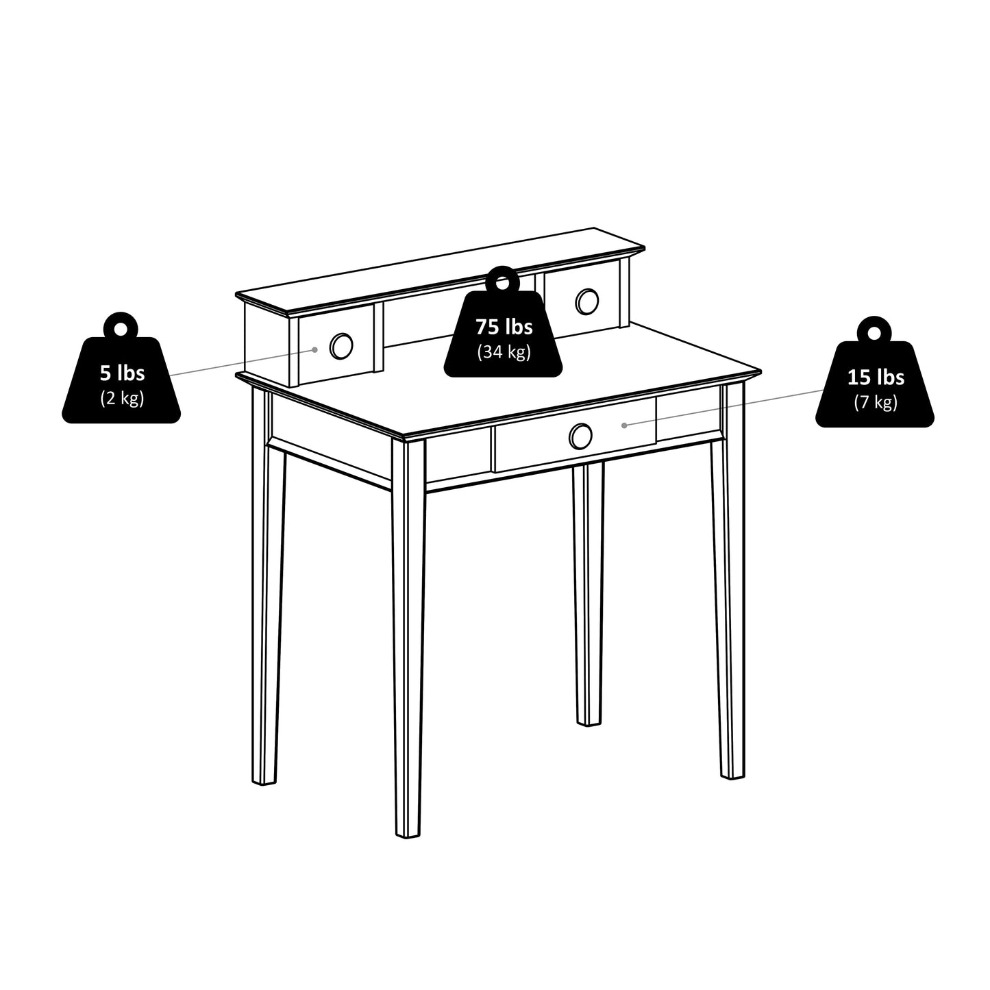 Winsome Studio Writing Desk with 3 Drawers in Honey, Classic Small Home Office Computer Table, Sturdy Furniture for Bedroom, Living Room, Compact & Convenient for Small Spaces