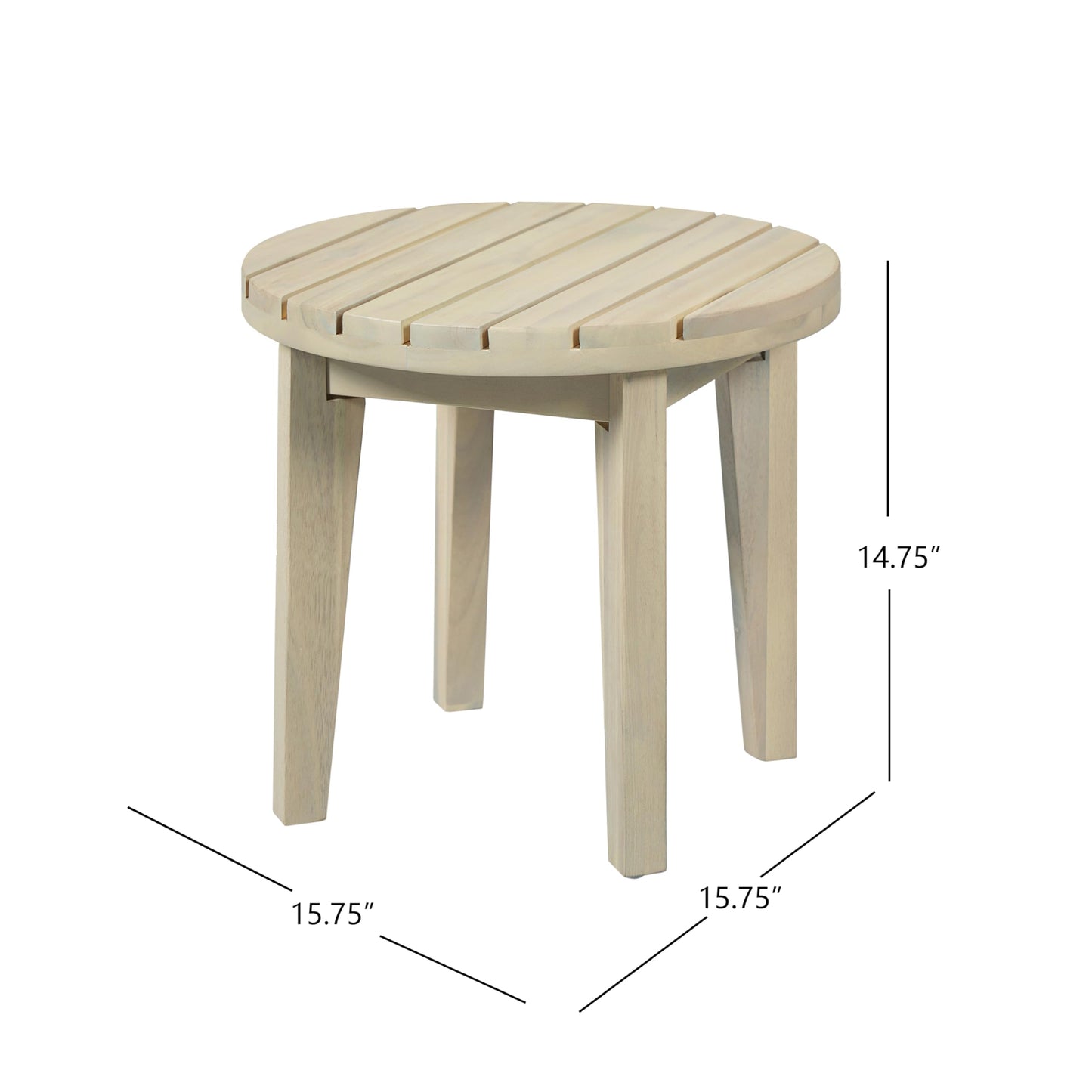 Christopher Knight Home Parker Acacia Wood Outdoor Coffee Table, Small Side Table for Patio Furniture Set, Solid Wood Round End Table for Patio/Deck/Garden, Light White