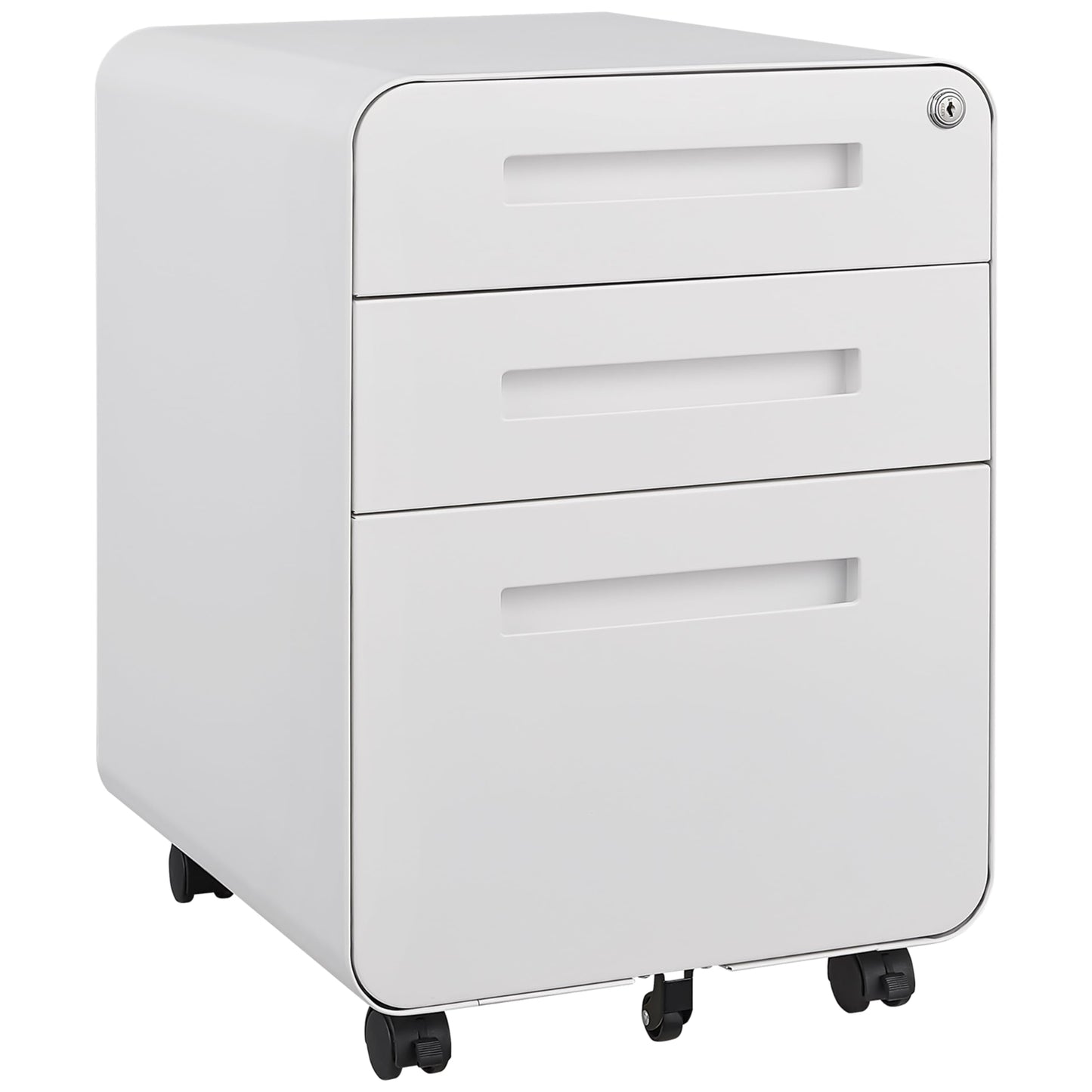 GarveeHome 3 Drawer Mobile File Cabinet with Lock, Under Desk Metal Filing Cabinet for Home Office, Under Desk Storage with 5 Wheels for A4/Letter/Legal Size, Fully Assembled