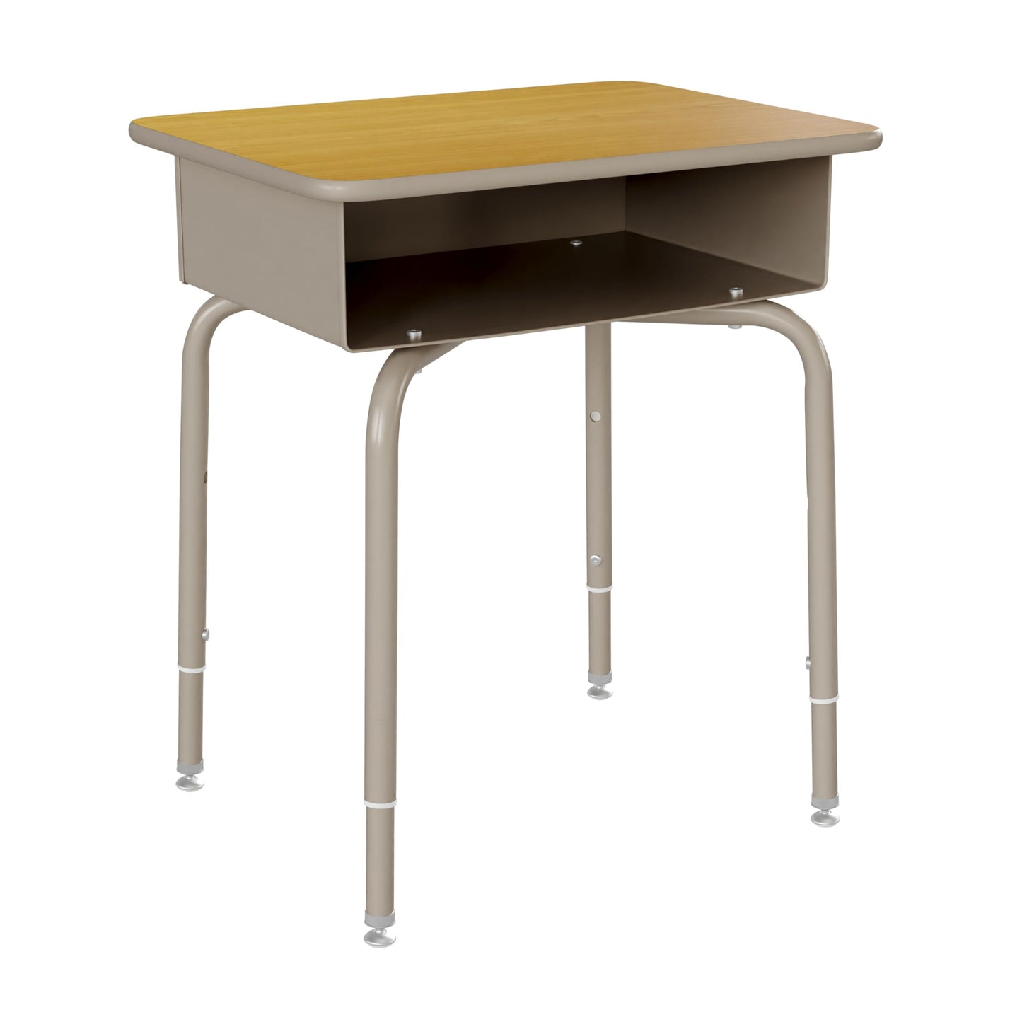 Flash Furniture Hercules Student Desk with Open Front Metal Book Box, Desktop, and Frame and Heavy-Duty Flex Comfort Classroom Stack, Set of 1, Maple Top/Navy Chair