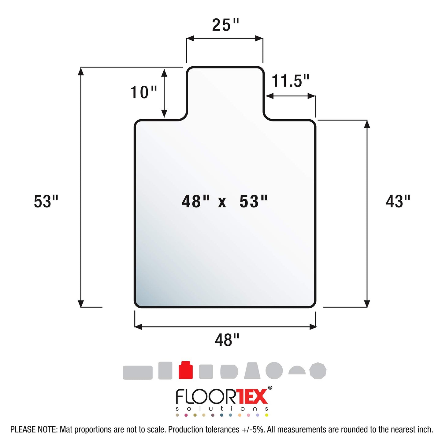 Floortex Chair Mat 45"x53", Traditional Lip Shape, Clear, for Carpet FR31341526LV - 1 Each