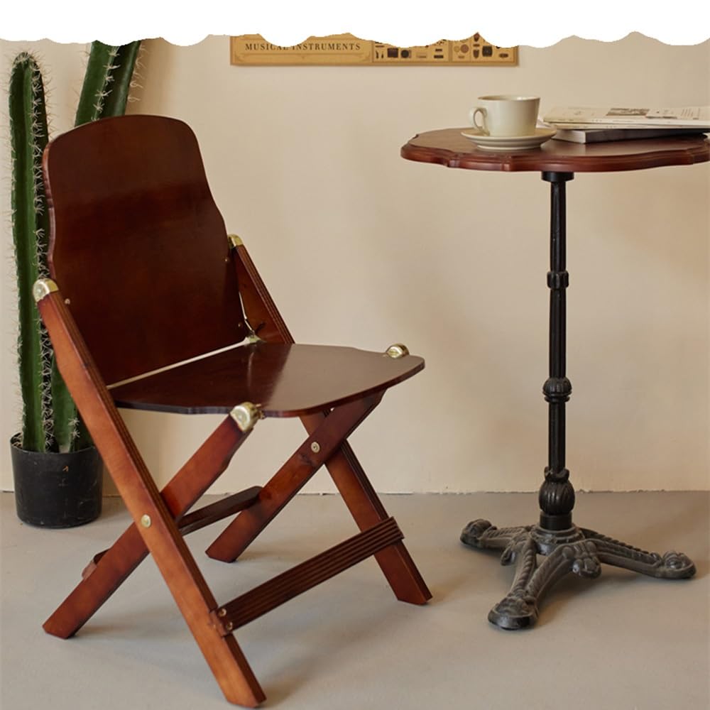 Dining Chairs Folding Chair Vintage Wooden Camping Foldable Cafe Compact Lawn Bistro Solid Wood Furniture